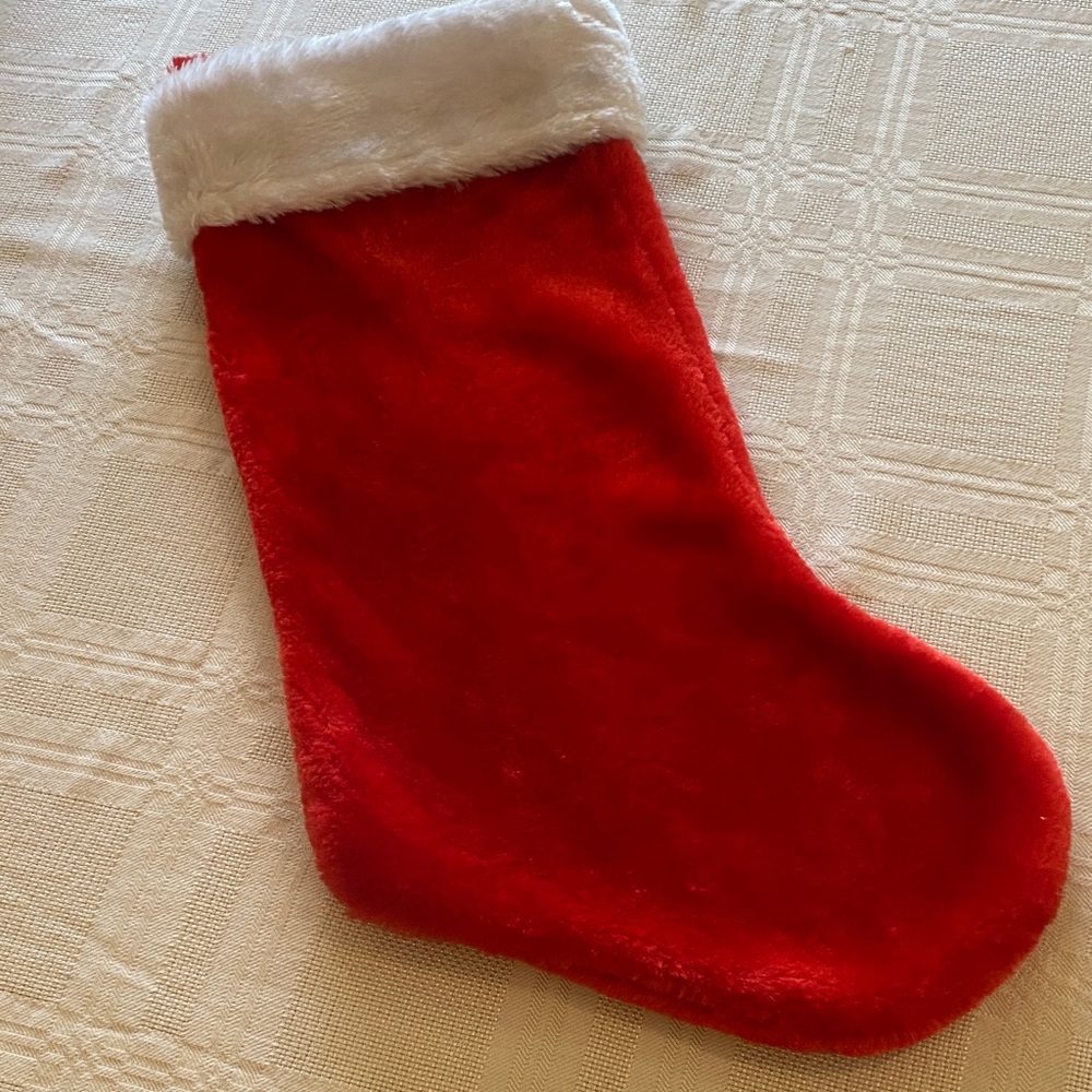 Red Christmas Stocking with White Trim